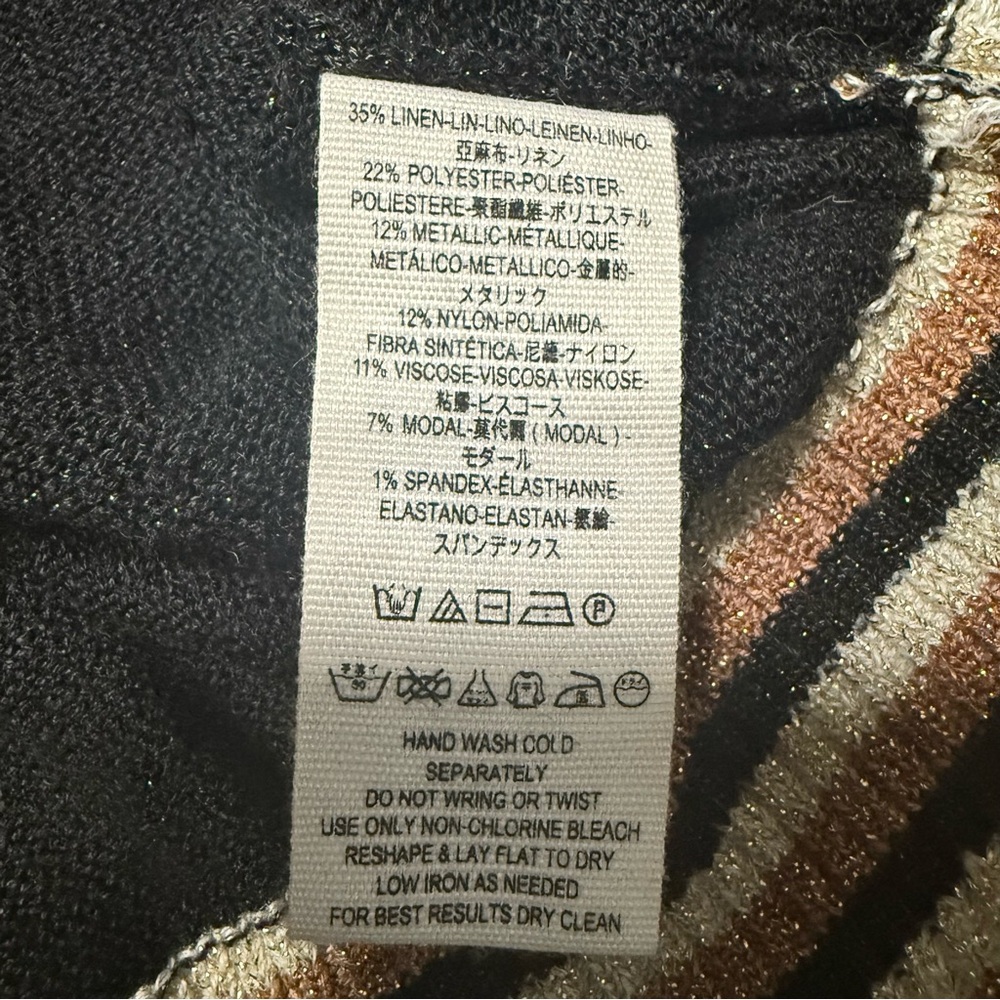 Free People Gold Dust Colorblock Linen Blend Sweater size S - Picture 9 of 9